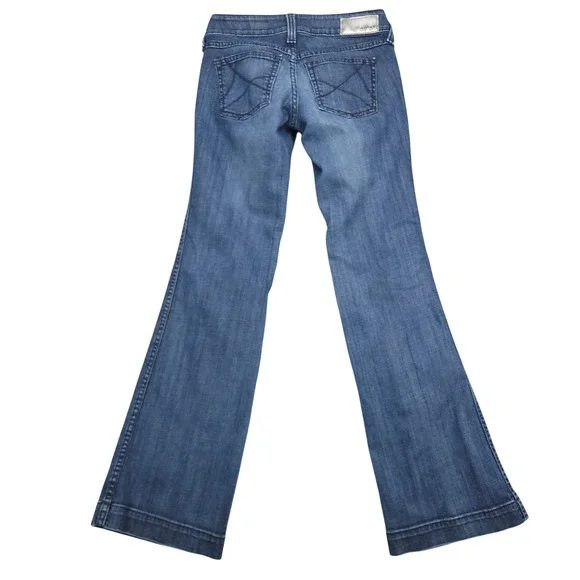 Ariat Denim Womens Trouser Jeans Size 25R Bootcut Wide Leg Flare Medium Wash - Picture 6 of 15